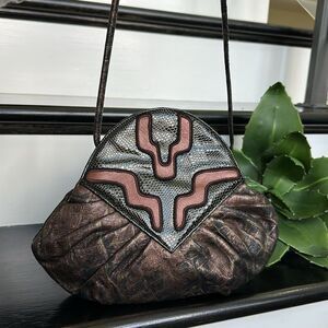 Braccialini Genuine Italian Leather Vintage Crossbody Shoulder Bag